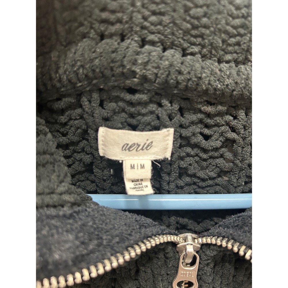 Aerie Sweater Womens Medium Black Chunky Knit Oversized Pullover Collar Cozy - Picture 2 of 10